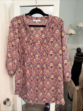 Rose & Olive Floral Tunic in Pink, Purple & Yellow